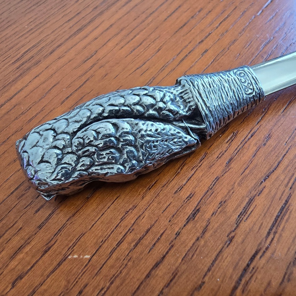 Pewter Owl Figural Letter Opener Silver Tone Stainless Desk Office Accessory - Picture 4 of 8